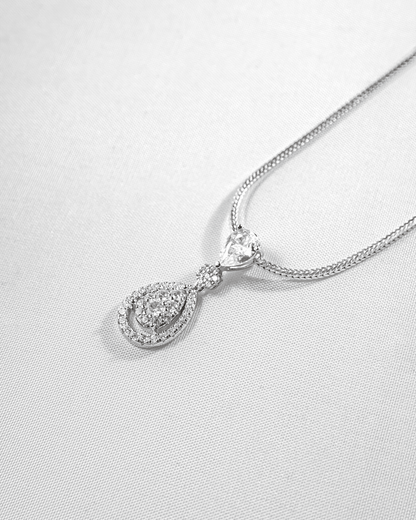 92.5 Sterling Silver CZ Tiered Teardrop Pendant Set | Diamond Look Dangle (Chain Not Included)