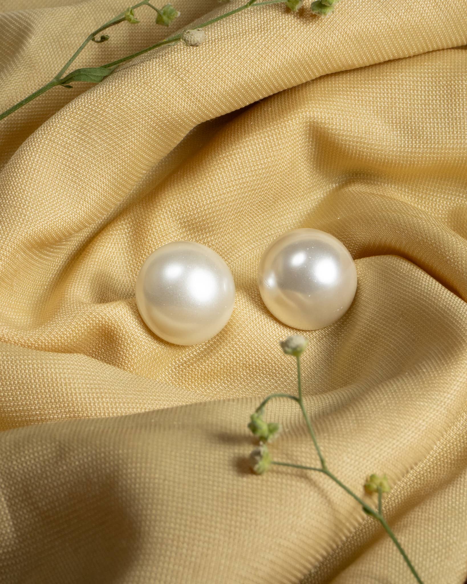 925 Sterling Silver Oversized Button Pearl Stud Earrings | Classic Mabe Pearl Tops