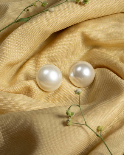 925 Sterling Silver Oversized Button Pearl Stud Earrings | Classic Mabe Pearl Tops
