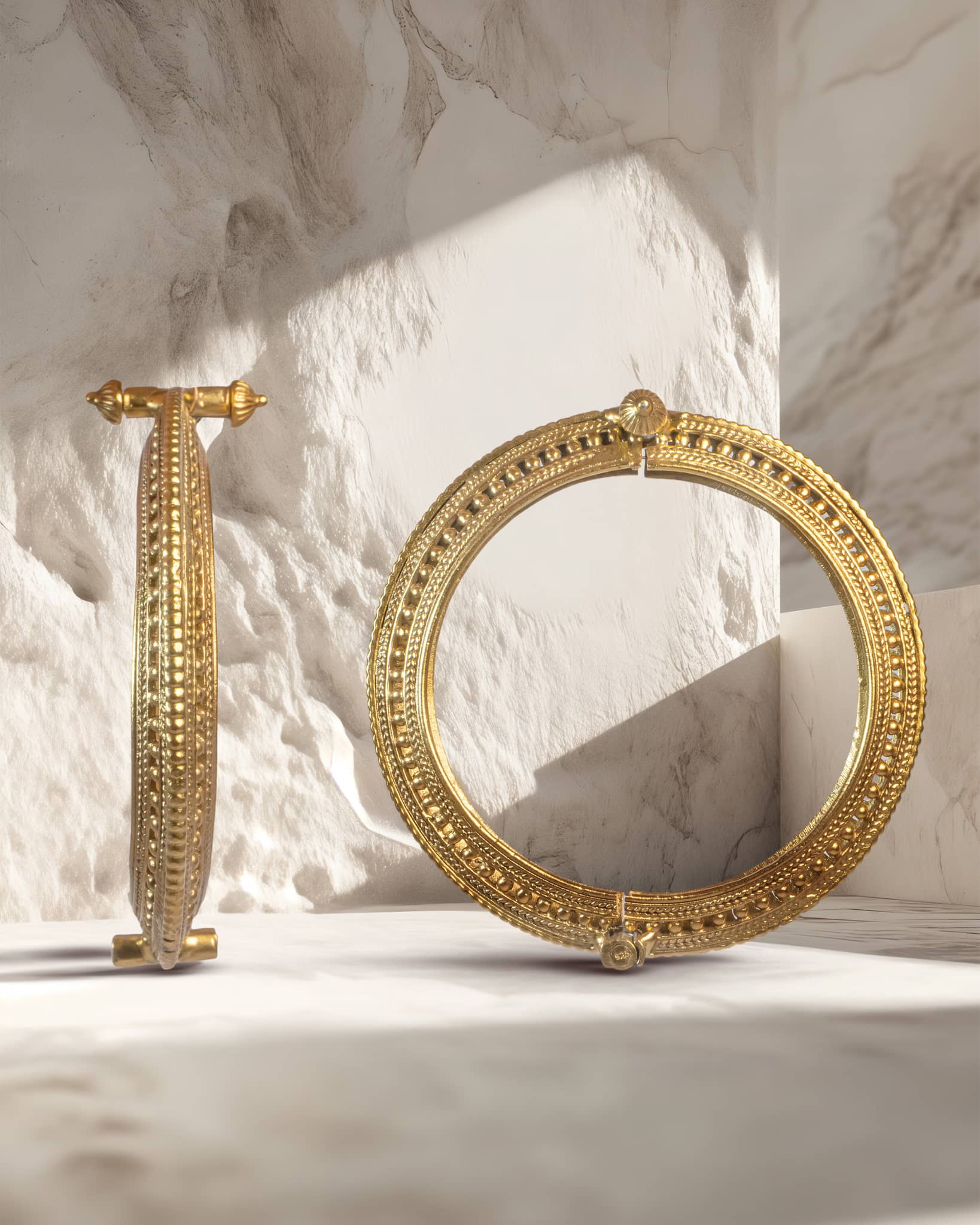 Premium 925 Sterling Silver Gold Plated Antique Kada | Screw Openable Traditional Bangle