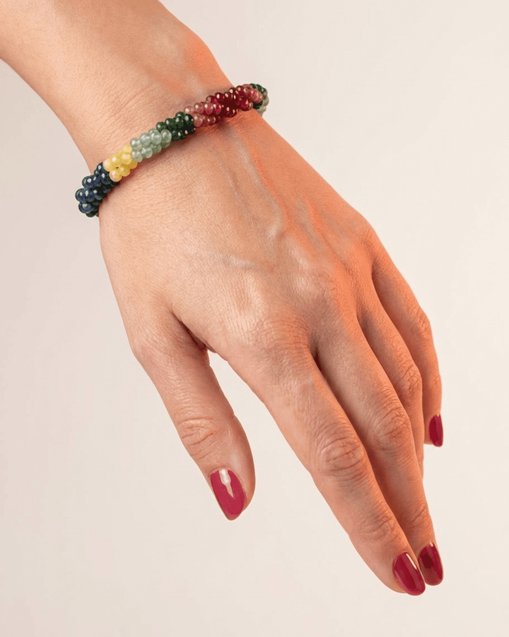 Multi Precious onyx Faceted Bead Bracelet with Silver Chain | Luxury Color-Block Jewelry