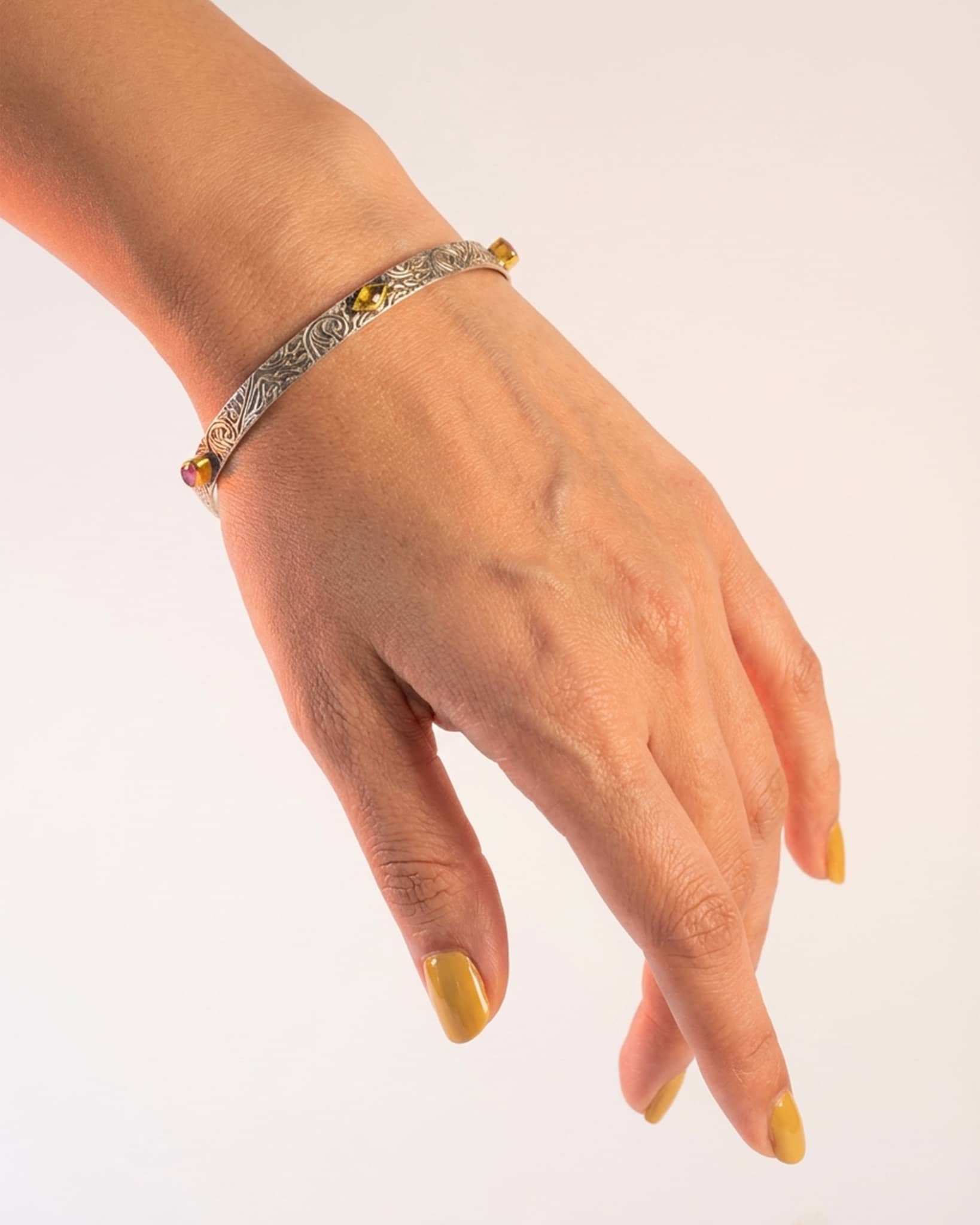 92.5 Sterling Silver Antique Floral Vine Bangles (Pair) | Oxidized Nakshi Chudi