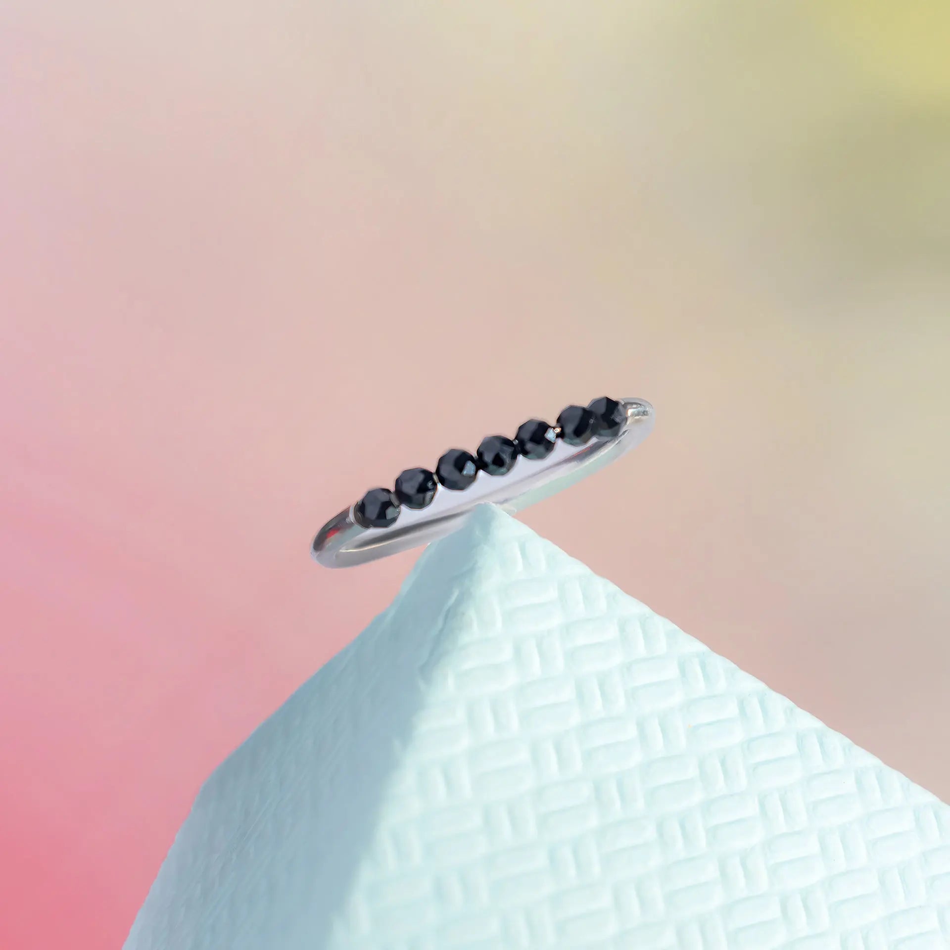 Buy Natural Black Onyx Half Infinity Ring in Sterling Silver Hardik Jewels