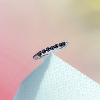 Buy Natural Black Onyx Half Infinity Ring in Sterling Silver Hardik Jewels