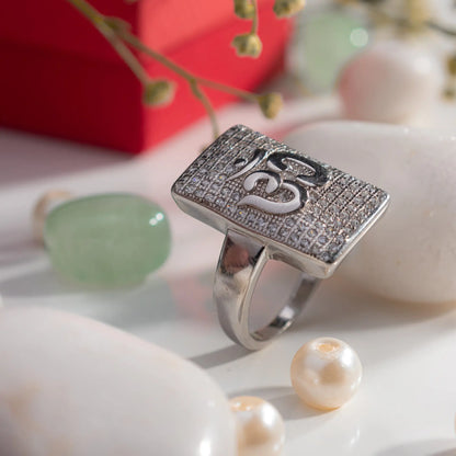 Silver om Ring with american diamond Hardik Jewels
