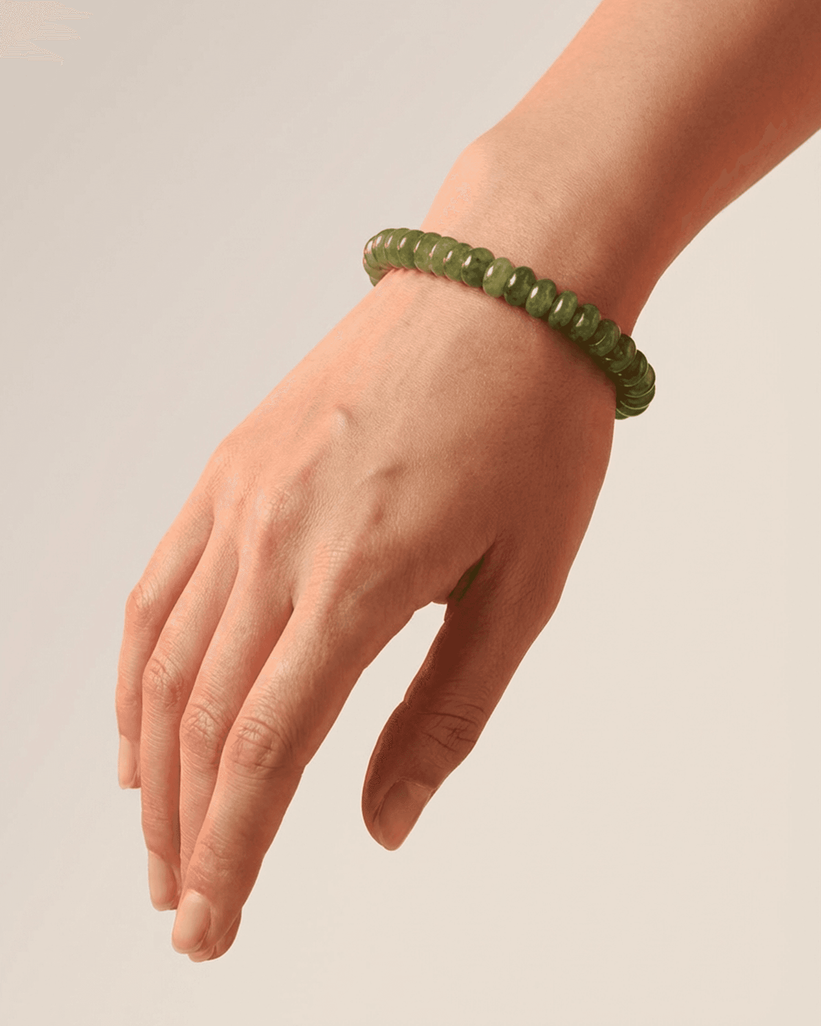 Natural Green Jade Rondelle Bracelet | Lucky Stone for Prosperity & Harmony