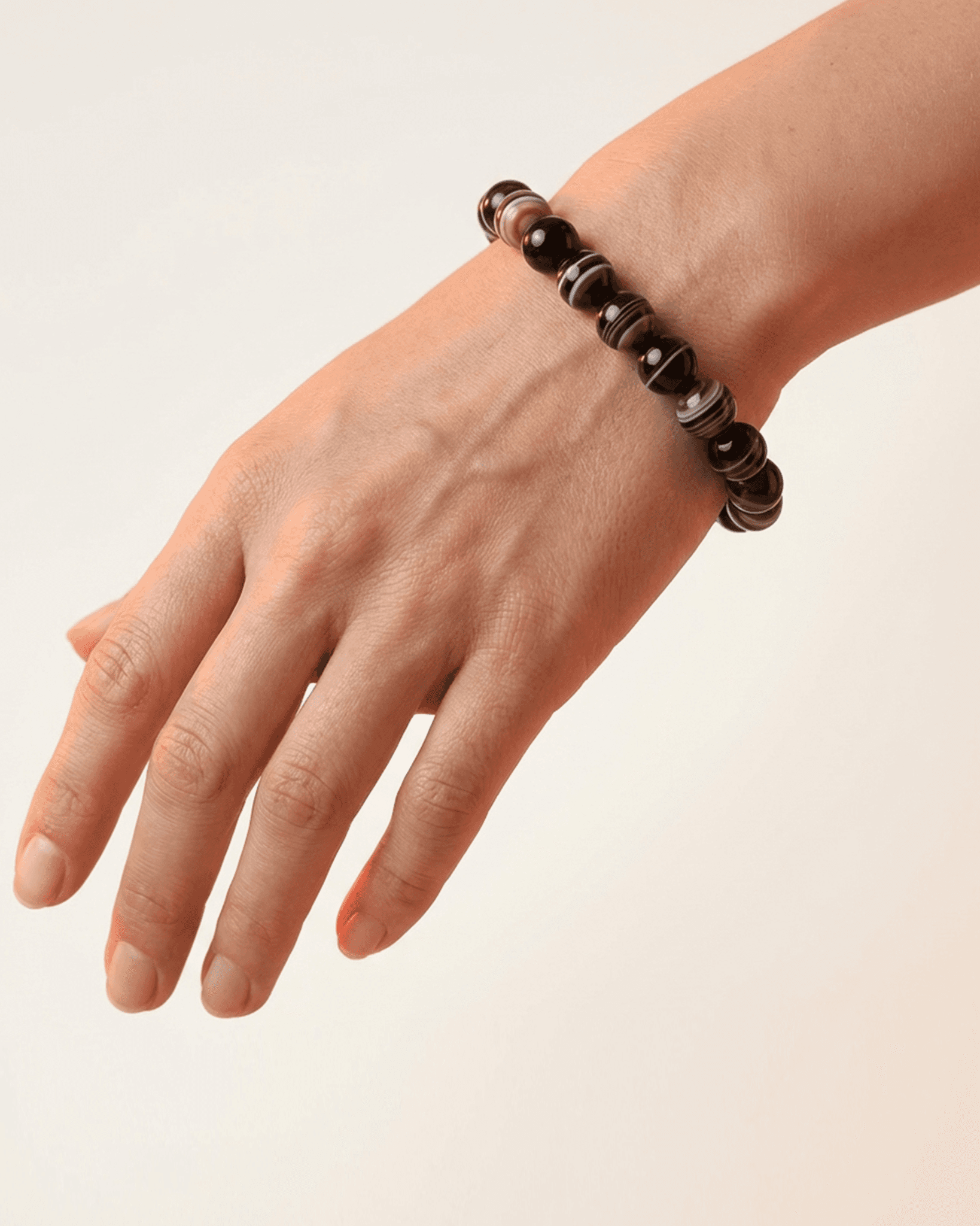 Natural Black Banded Agate Bracelet