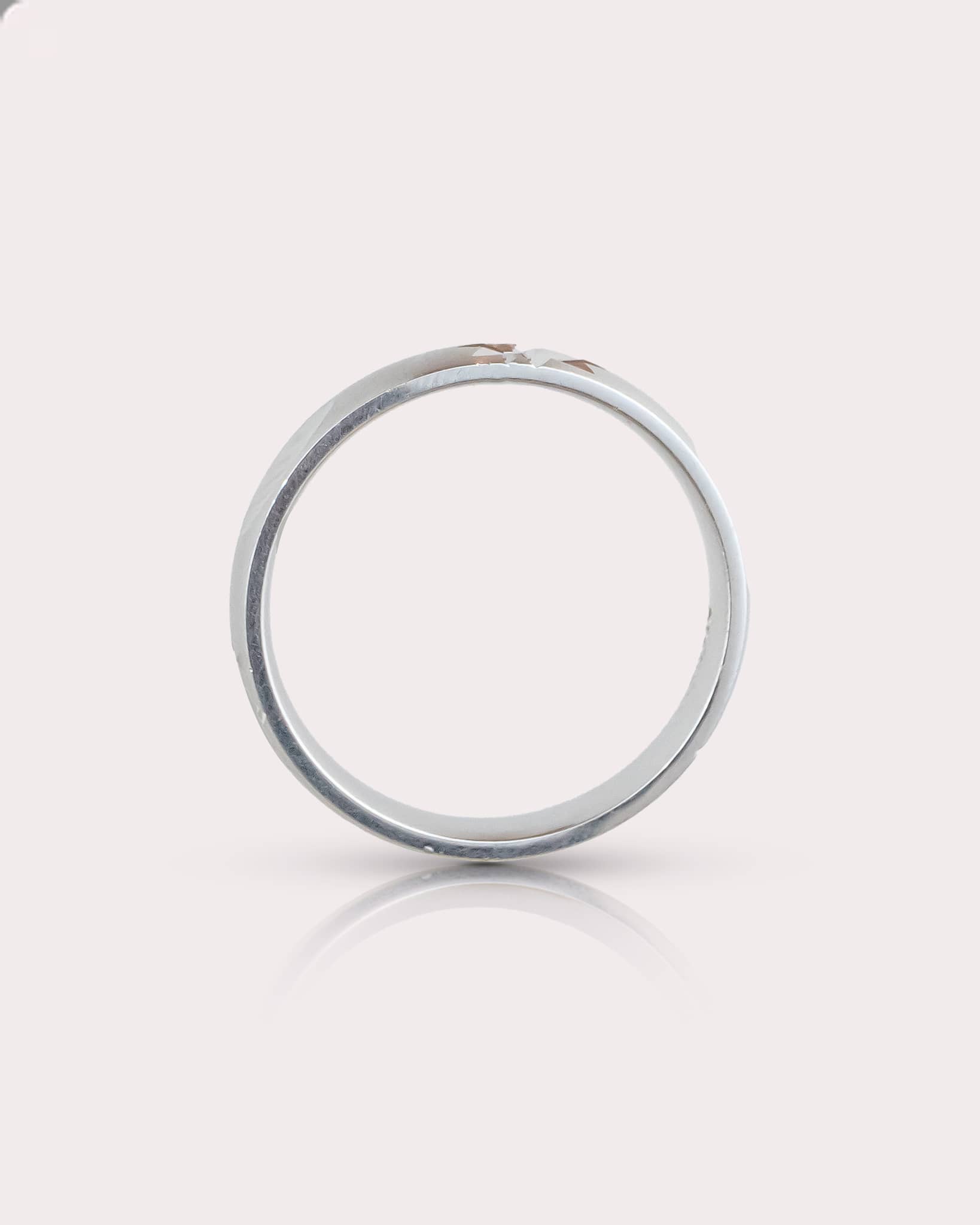 92.5 Sterling Silver Matte Star Band Ring | Engraved Minimalist Promise Ring