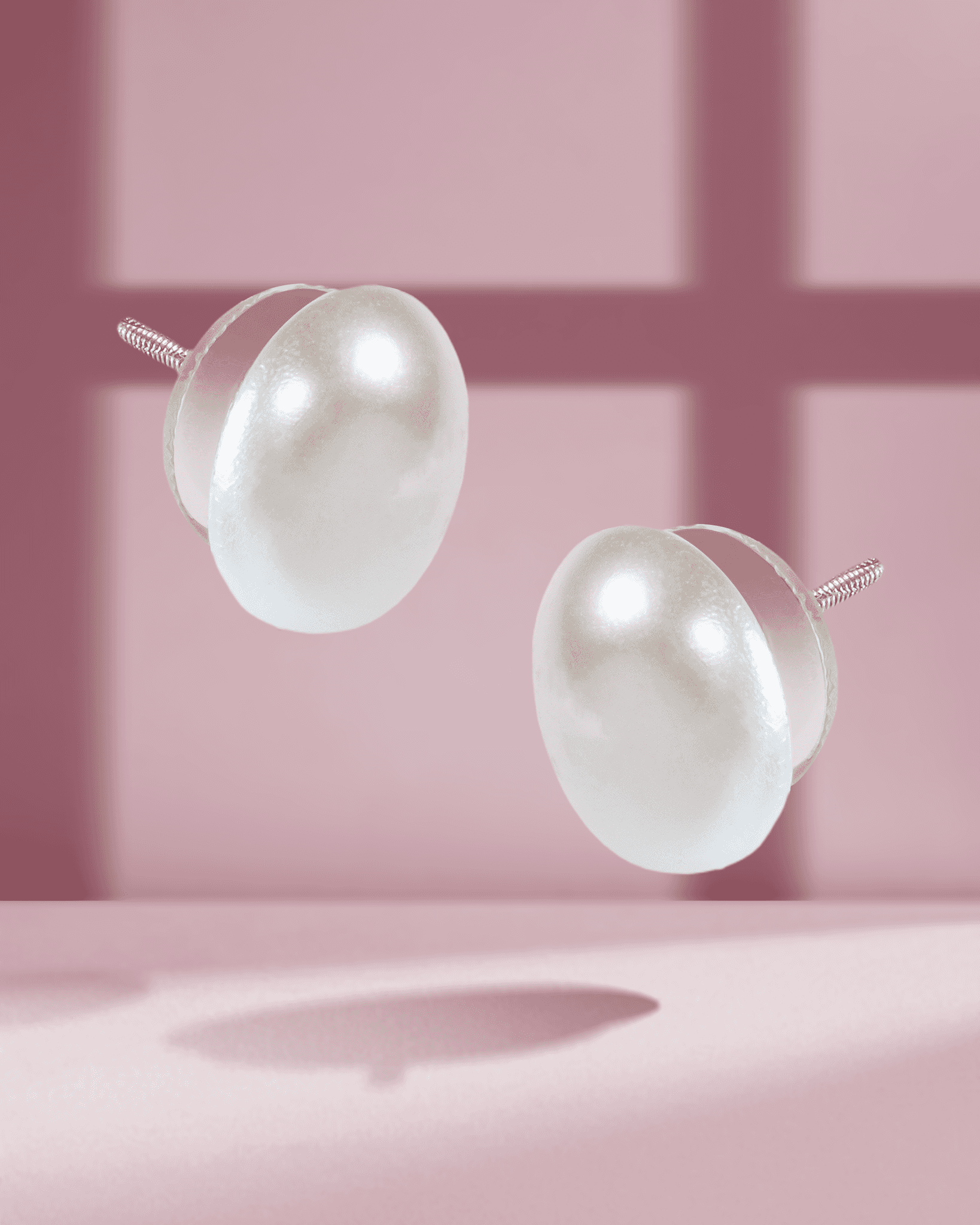 Premium Oversized Pearl Stud Earrings | Classic White Button Pearl Tops with Screw Back