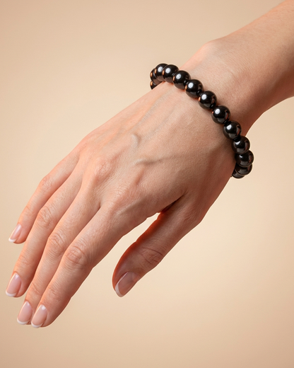 Natural Black Tourmaline Stone Bracelet (8mm) | EMF Protection &amp; Grounding Crystal