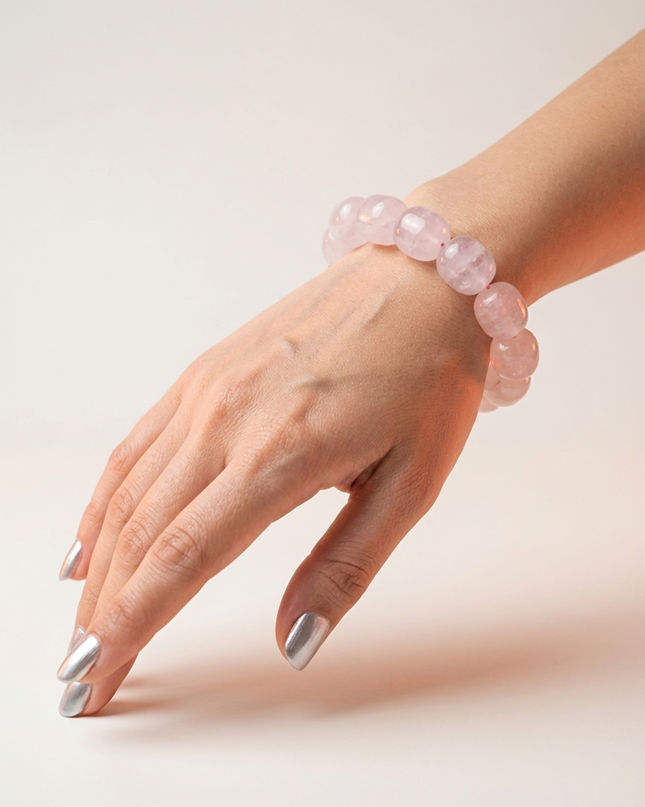Natural Rose Quartz Tumbled Nugget Bracelet | Organic Love &amp; Healing Crystal