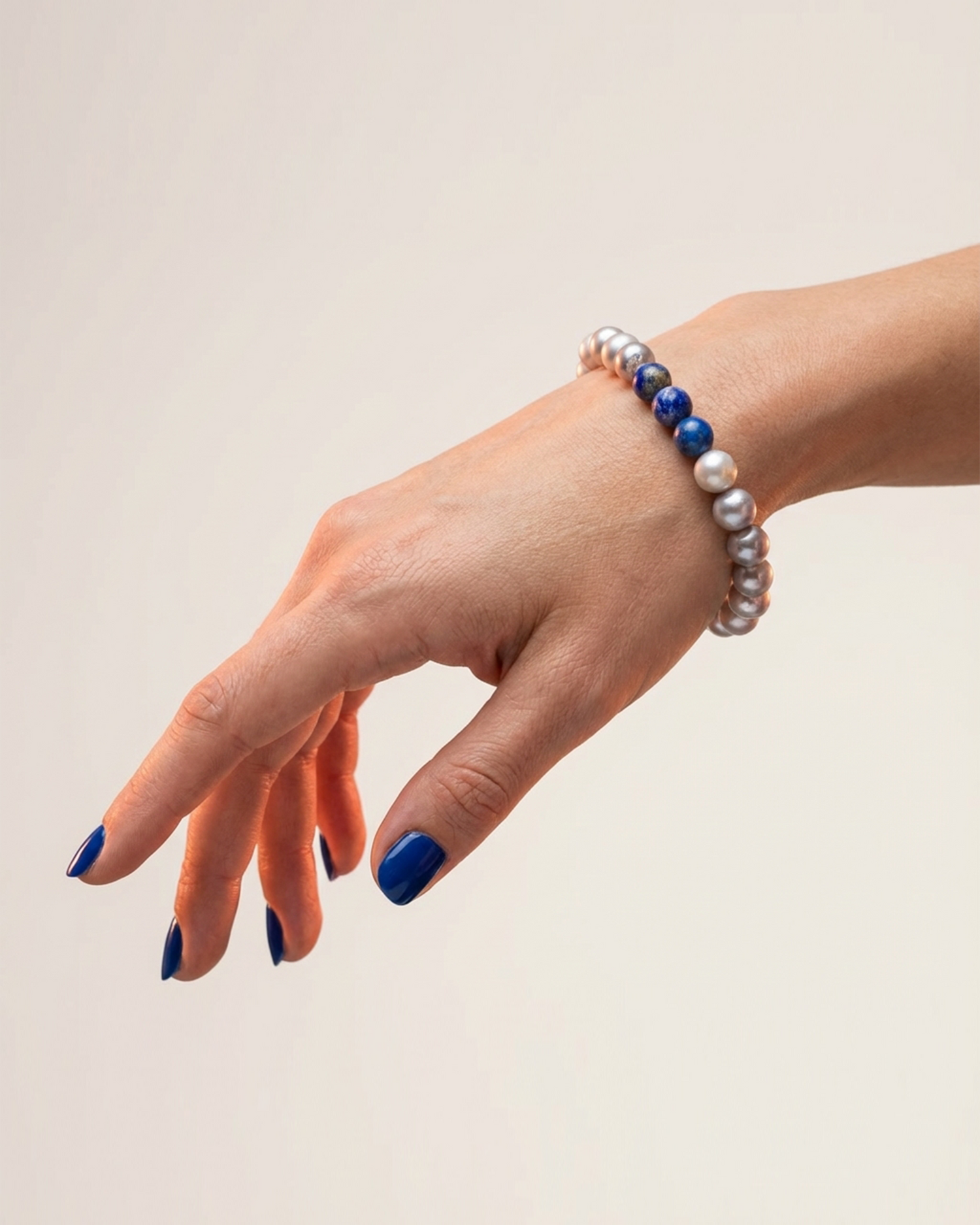 Natural Lapis Lazuli &amp; Pearl Mix Bracelet | Wisdom &amp; Purity Wristlet