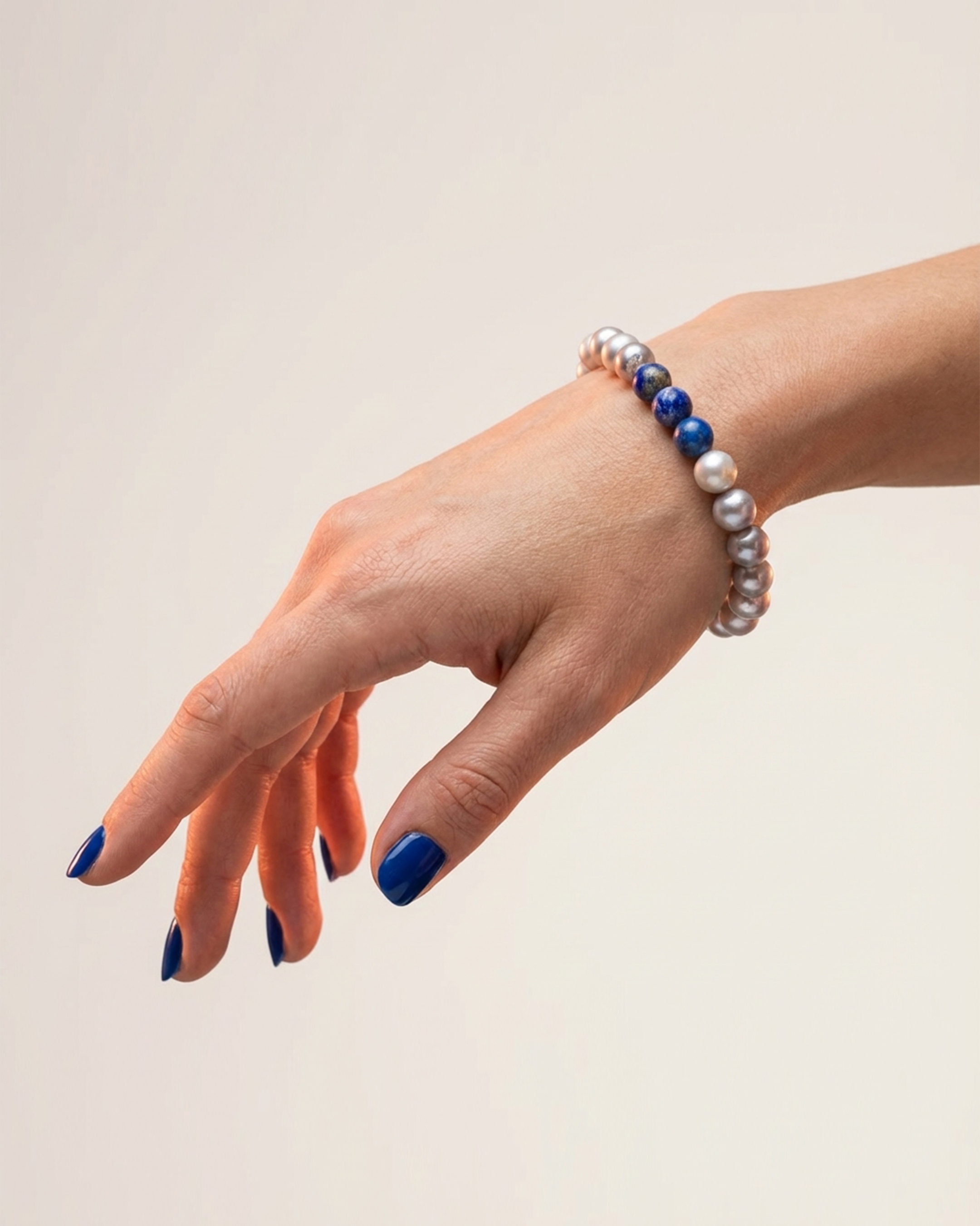 Natural Lapis Lazuli & Pearl Mix Bracelet | Wisdom & Purity Wristlet