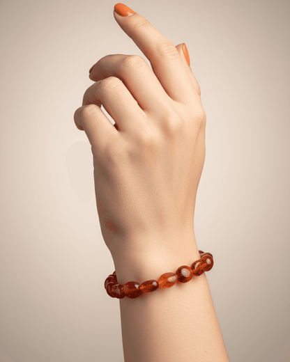 Natural Carnelian Oval Tumbled Bracelet | Organic Shape Healing Crystal