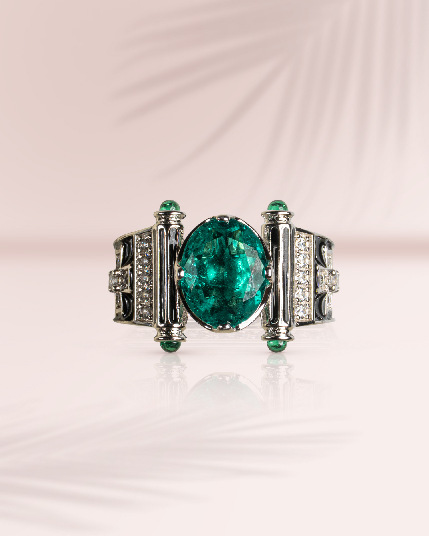 Modern Oval-Cut Emerald Green Stone Ring