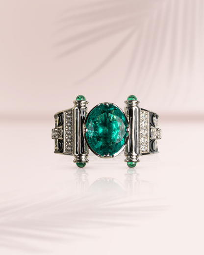 Modern Oval-Cut Emerald Green Stone Ring
