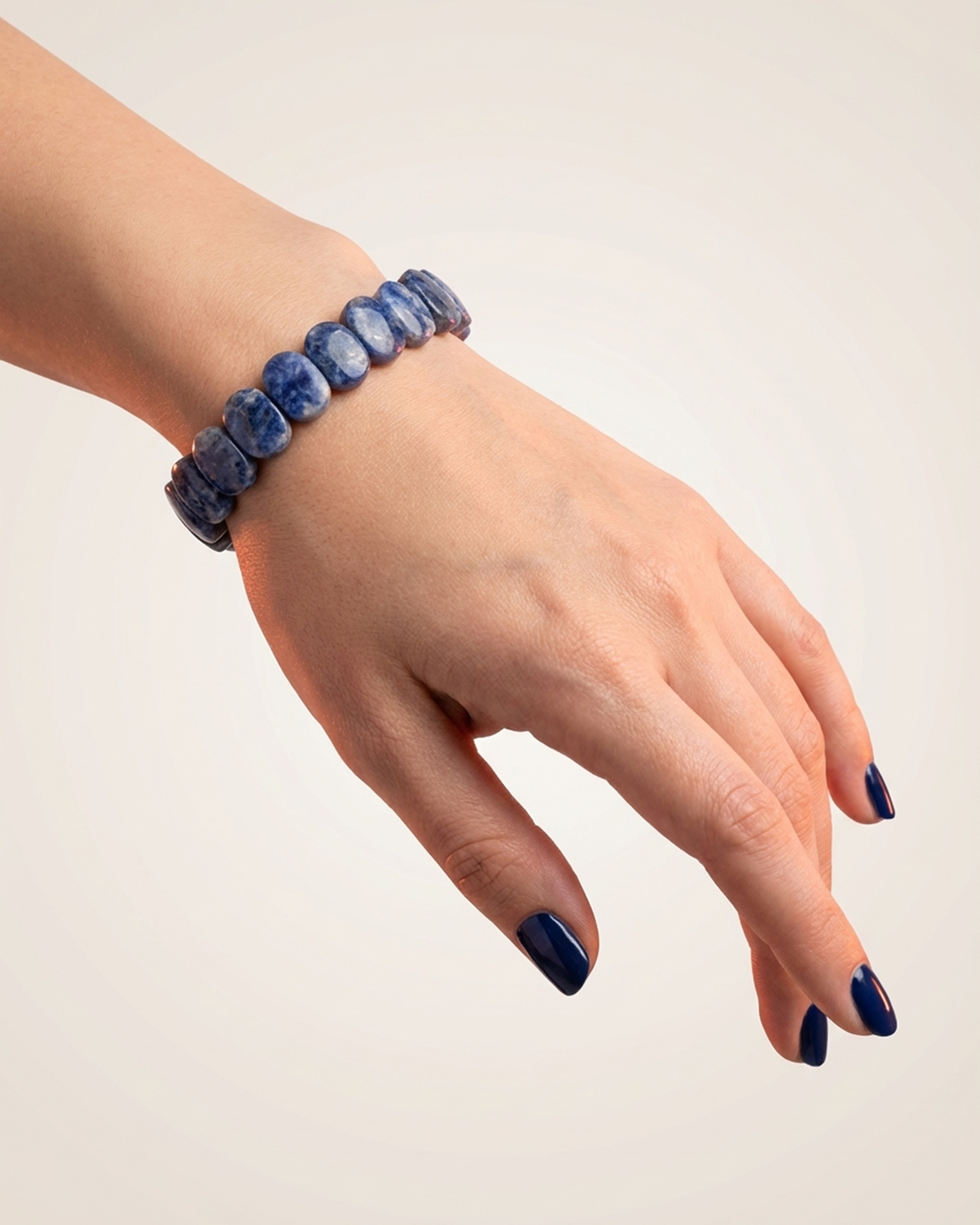 Natural Blue Sodalite Flat Tablet Bracelet | Stone of Logic & Inner Peace