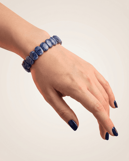 Natural Blue Sodalite Flat Tablet Bracelet | Stone of Logic &amp; Inner Peace