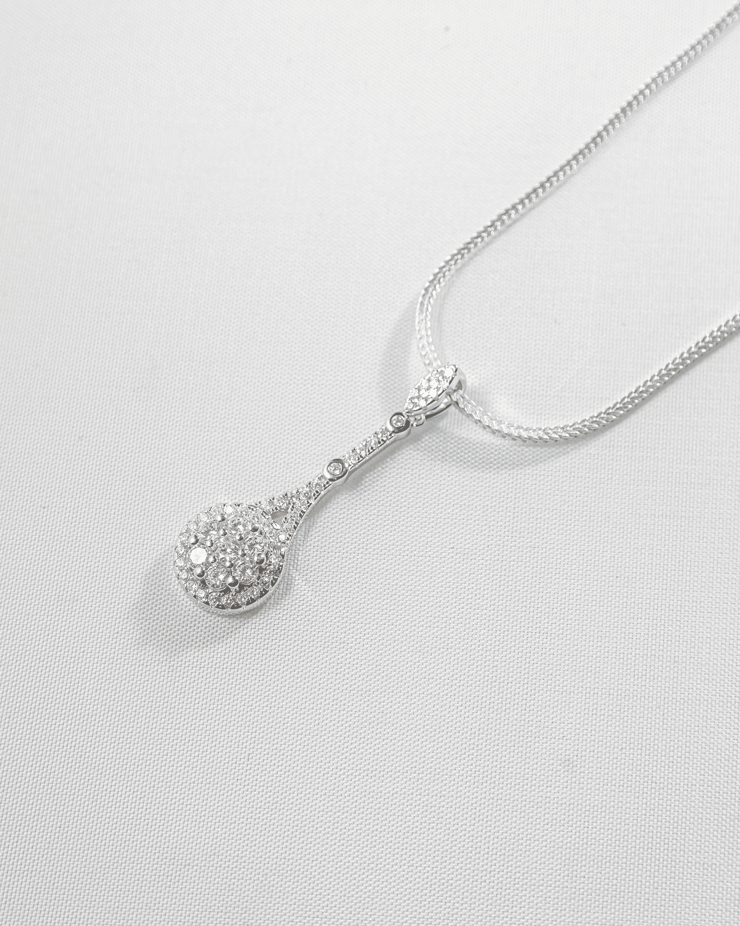 92.5 Sterling Silver CZ Teardrop Pendant Set | Diamond Look Linear Drop (Chain Not Included)