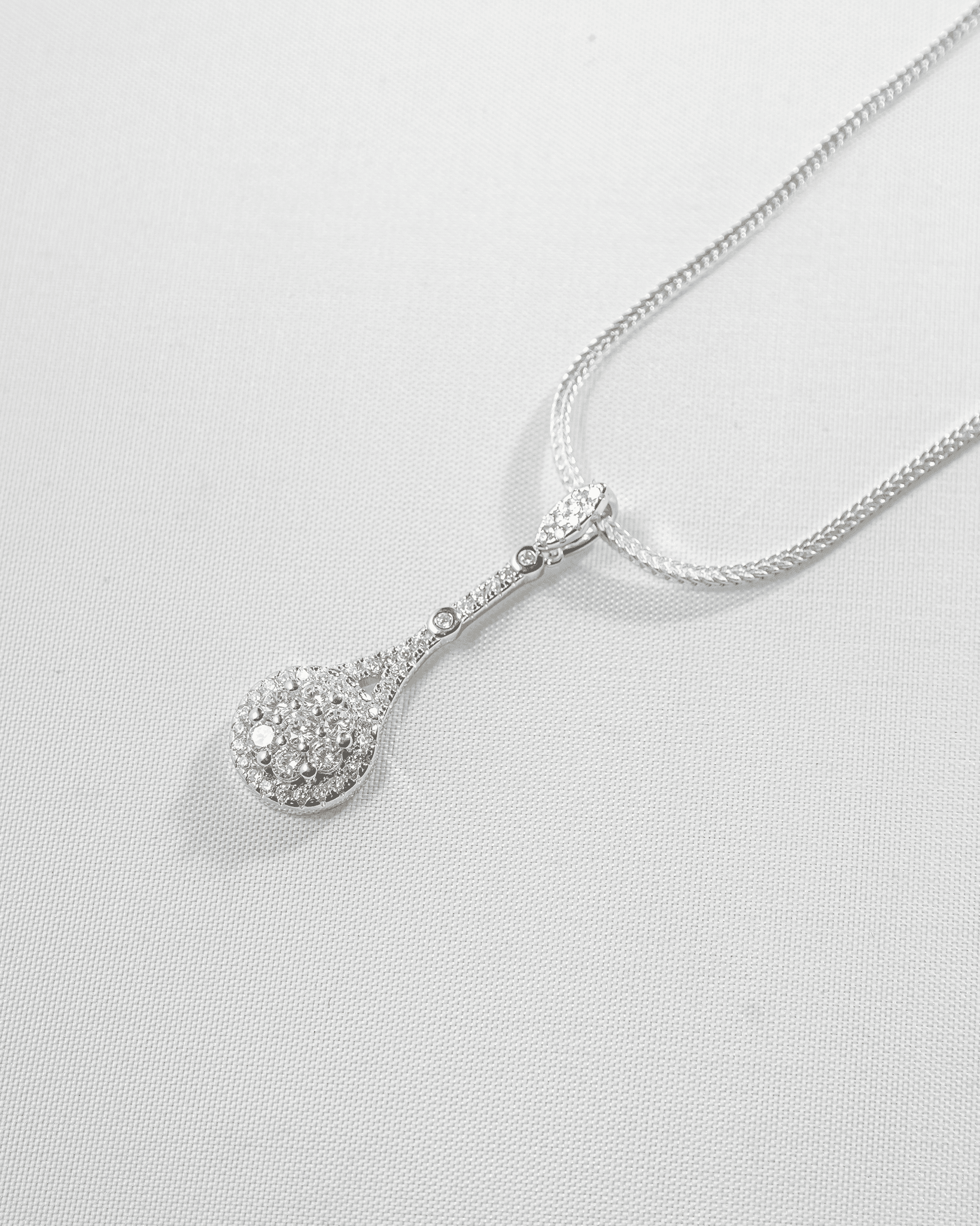 92.5 Sterling Silver CZ Teardrop Pendant Set | Diamond Look Linear Drop (Chain Not Included)