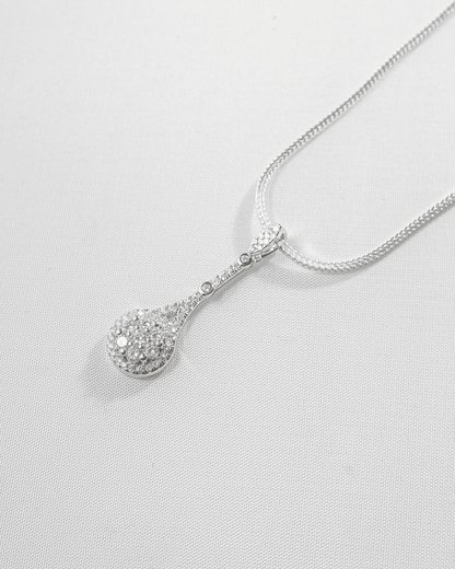 92.5 Sterling Silver CZ Teardrop Pendant Set | Diamond Look Linear Drop (Chain Not Included)