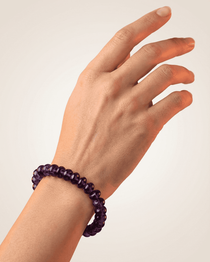 Natural Amethyst Rondelle Bracelet | Purple Healing Crystal for Peace &amp; Stress Relief