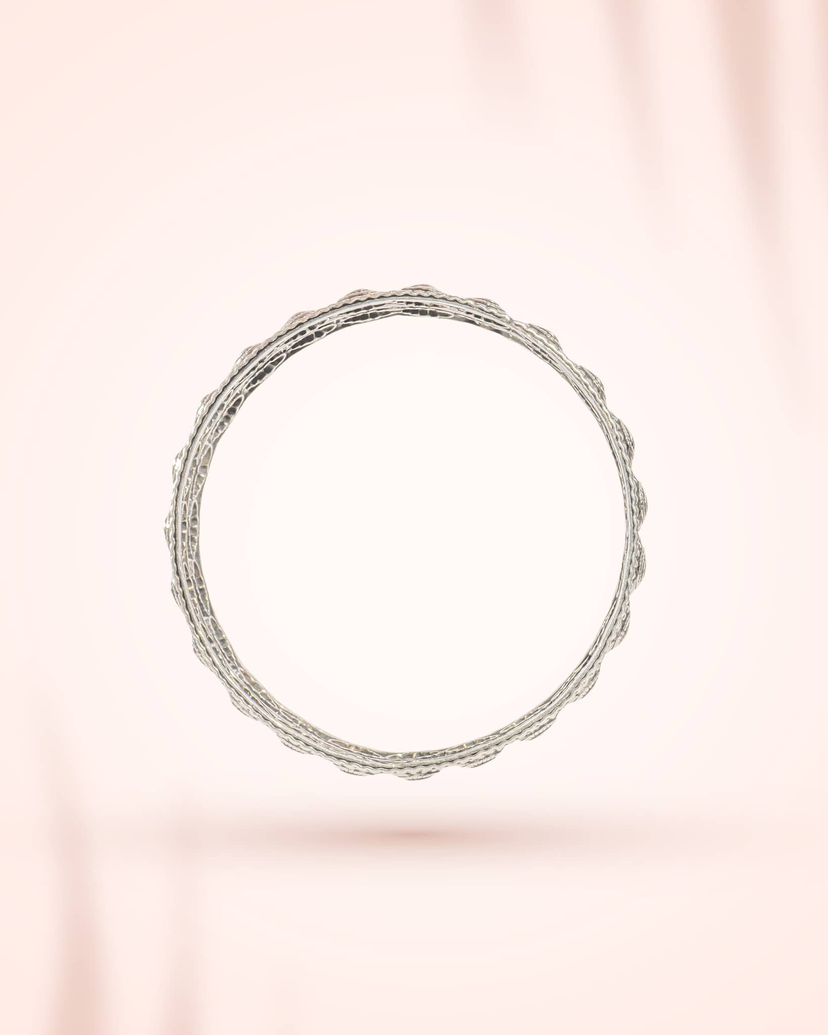 92.5 Sterling Silver Antique Multi-Row Motif Bangle | Traditional Oxidized Wide Kada
