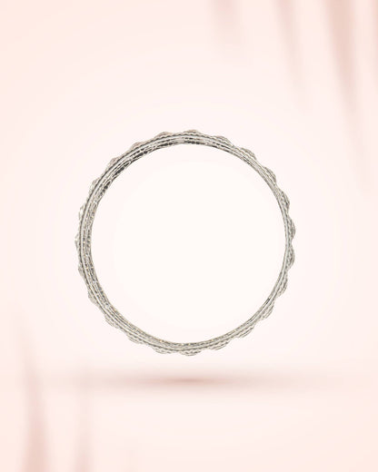 92.5 Sterling Silver Antique Multi-Row Motif Bangle | Traditional Oxidized Wide Kada