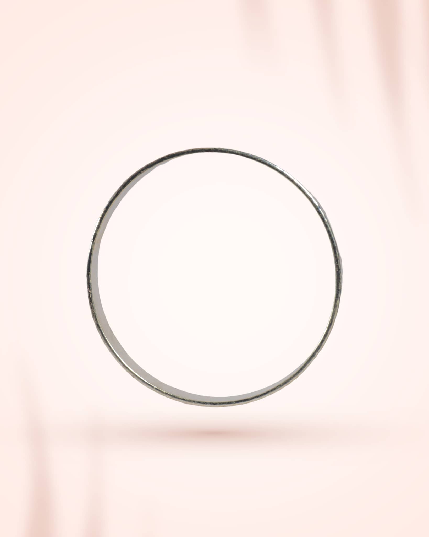 92.5 Sterling Silver Hammered Finish Flat Bangles (Pair) | Textured Artisan Chudi
