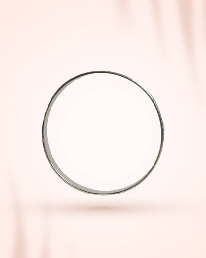 92.5 Sterling Silver Hammered Finish Flat Bangles (Pair) | Textured Artisan Chudi