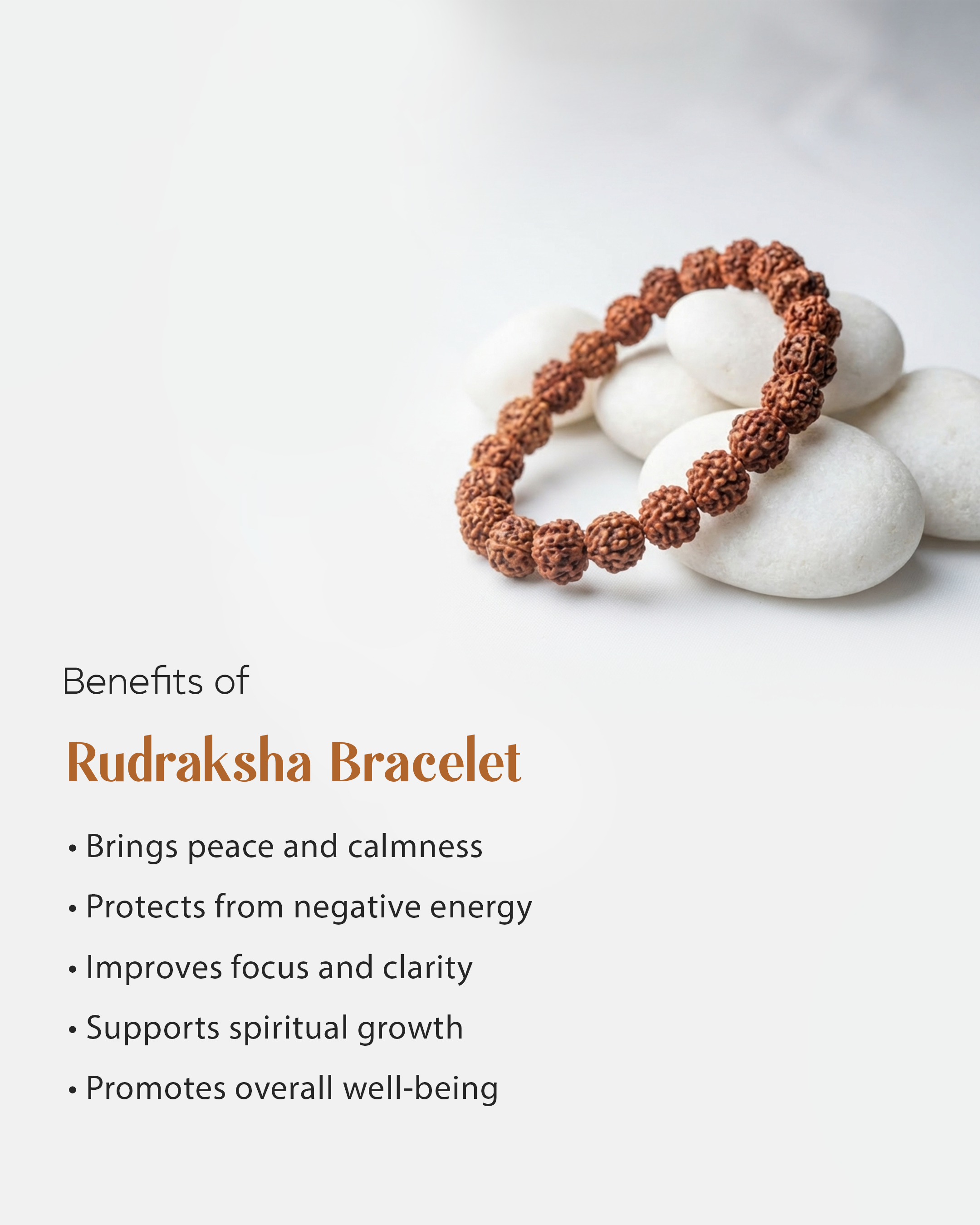 Natural 5 Mukhi Rudraksha Bracelet (7mm) | Spiritual Healing Shiva Mala