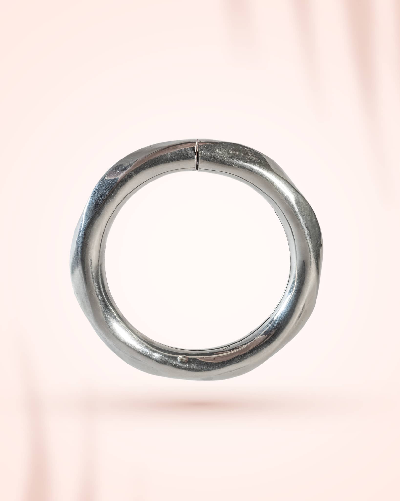 92.5 Sterling Silver Organic Molten Finish Bangle | Modern Sculptural Chunky Kada
