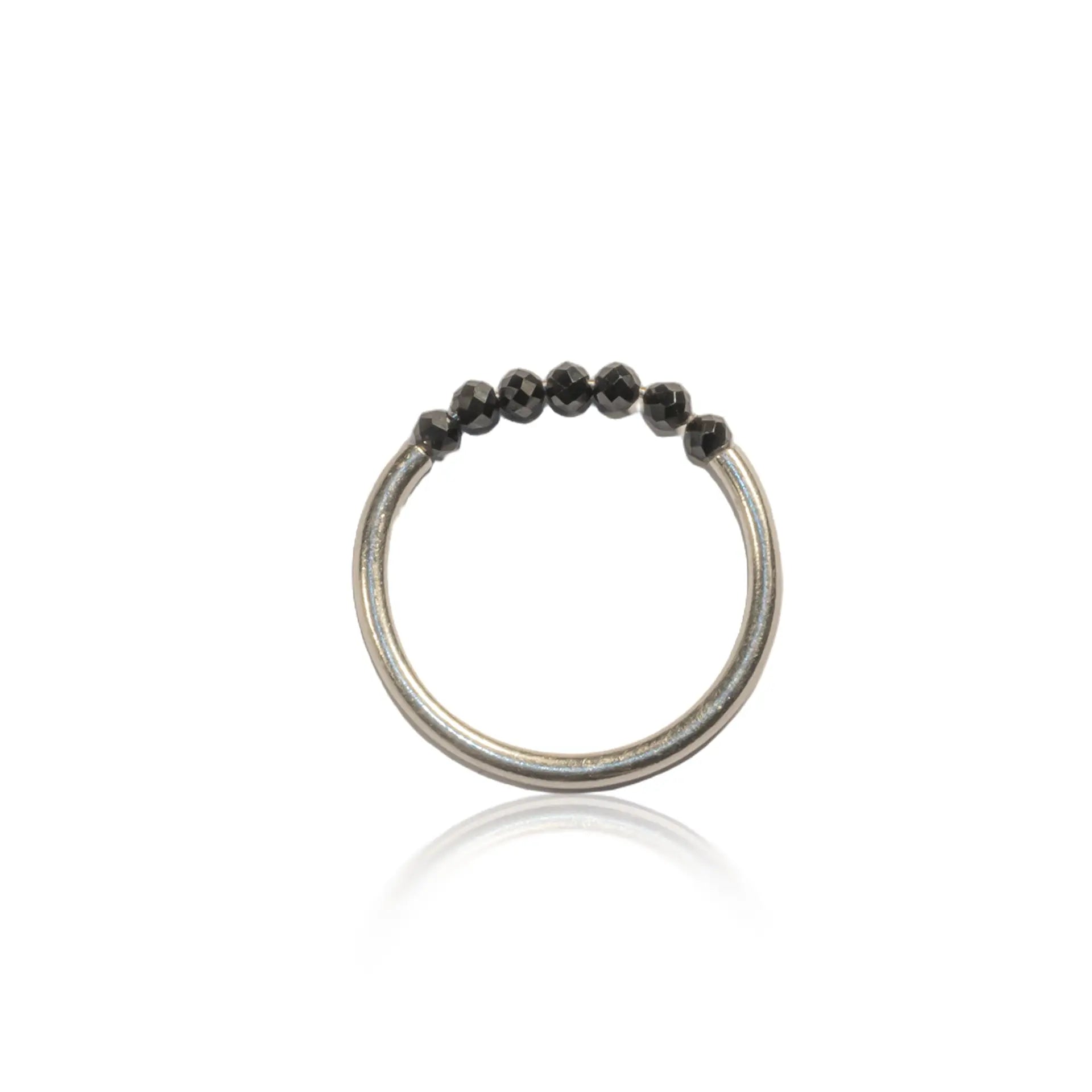 Buy Natural Black Onyx Half Infinity Ring in Sterling Silver Hardik Jewels