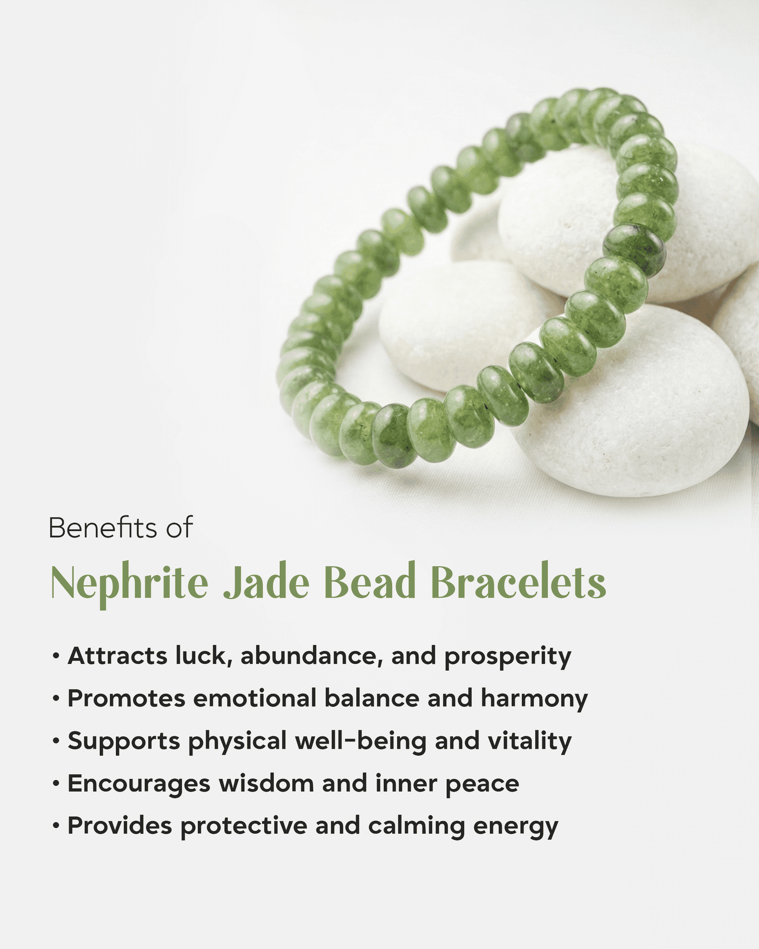 Natural Green Jade Rondelle Bracelet | Lucky Stone for Prosperity &amp; Harmony