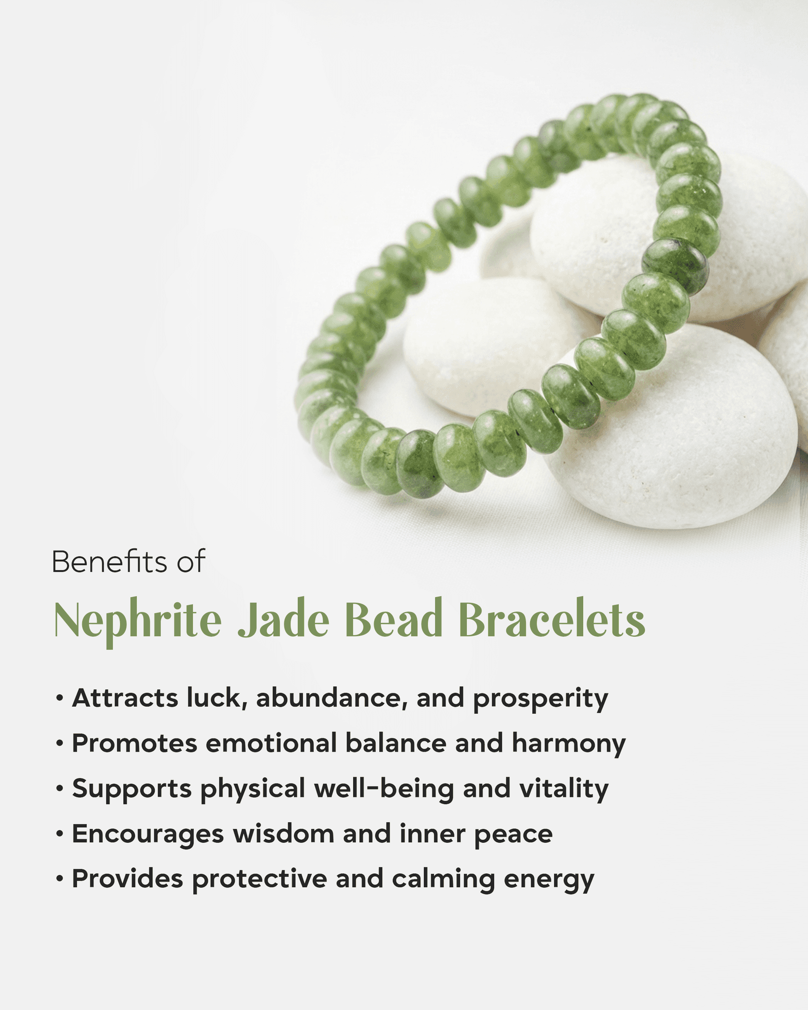 Natural Green Jade Rondelle Bracelet | Lucky Stone for Prosperity & Harmony