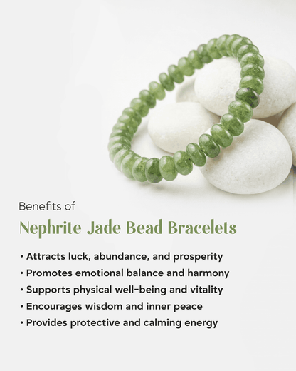 Natural Green Jade Rondelle Bracelet | Lucky Stone for Prosperity &amp; Harmony