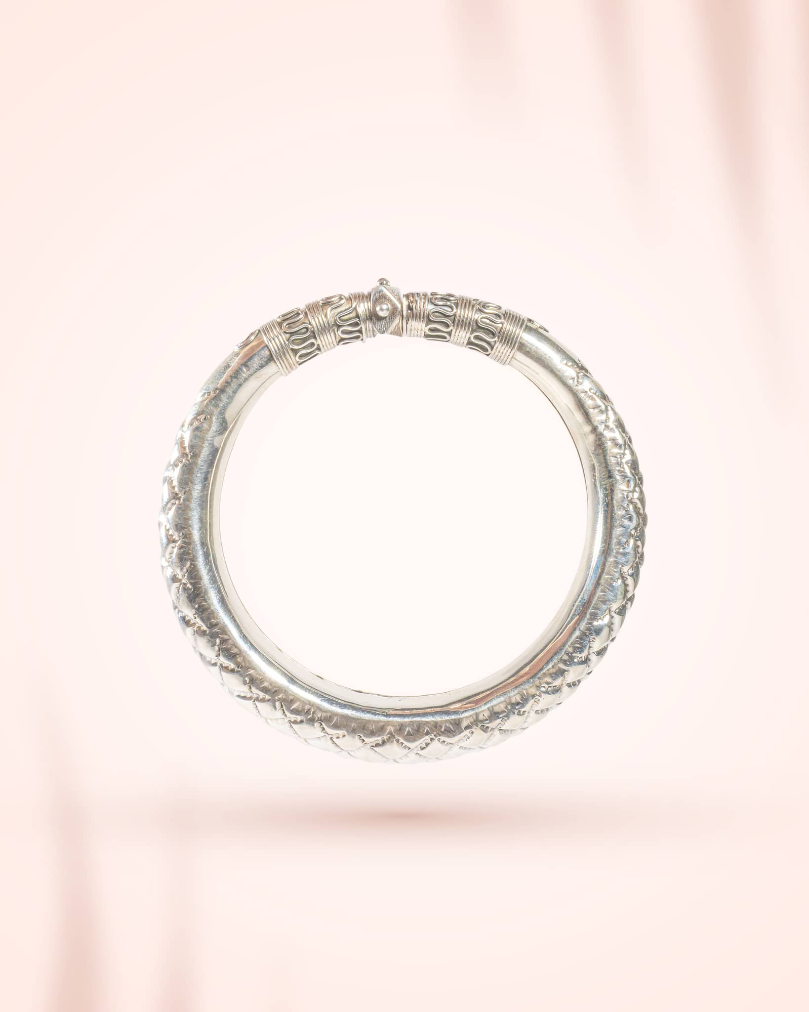 92.5 Sterling Silver Antique Carved Kada | Traditional Oxidized Nakshi Bangle