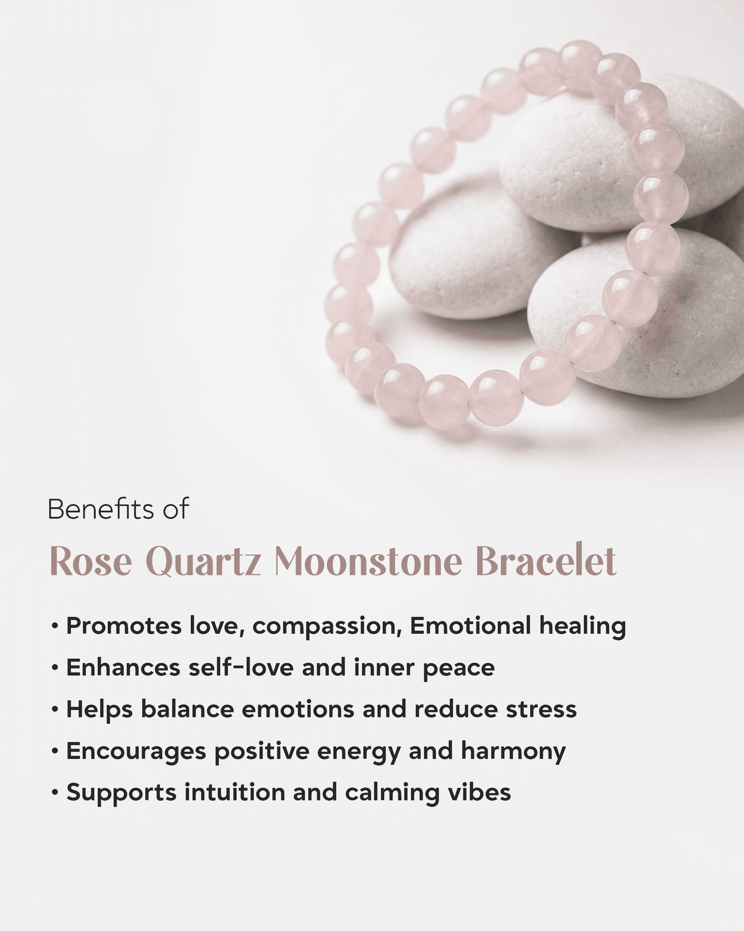 Natural Rose Quartz &amp; Moonstone Bracelet | Love, Intuition &amp; New Beginnings