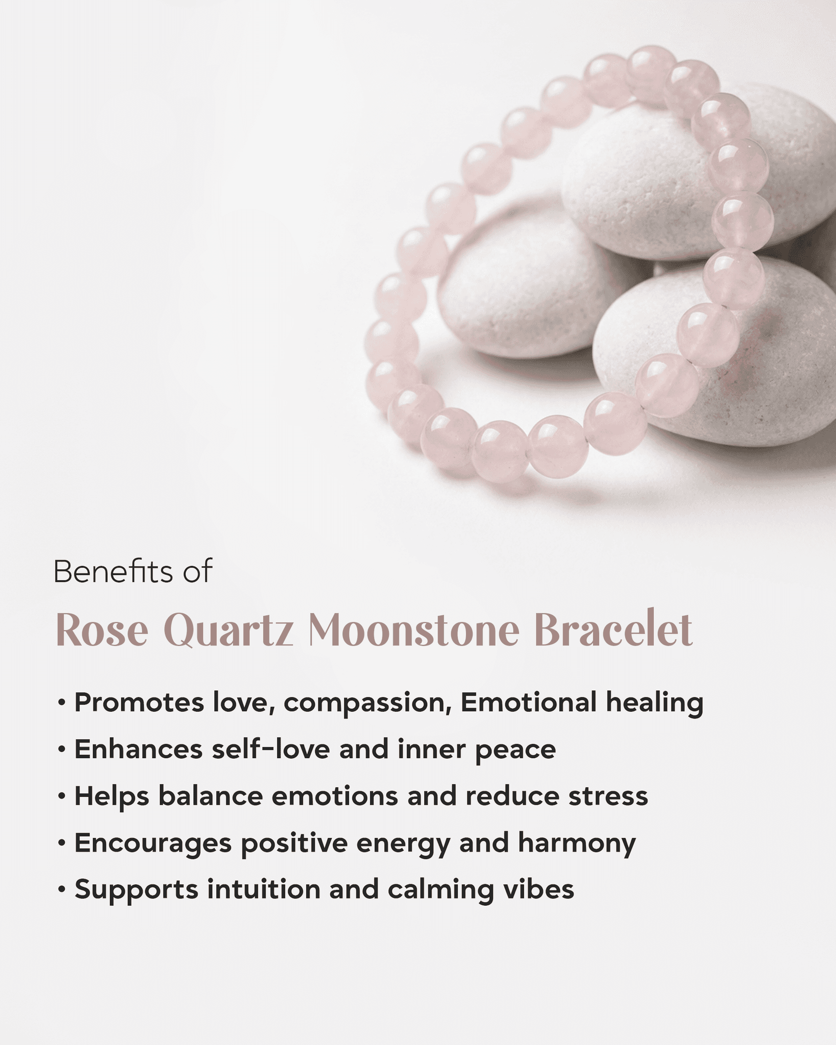 Natural Rose Quartz & Moonstone Bracelet | Love, Intuition & New Beginnings