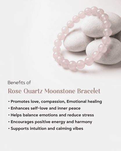 Natural Rose Quartz &amp; Moonstone Bracelet | Love, Intuition &amp; New Beginnings