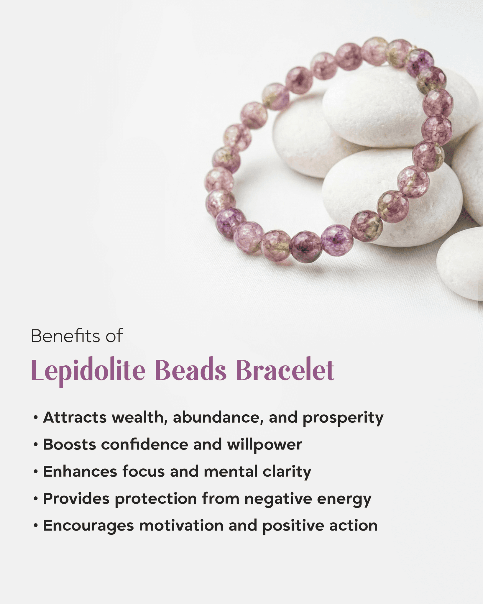 Natural Lepidolite Faceted Bracelet (6mm) | Lilac Stone for Stress Relief & Sleep