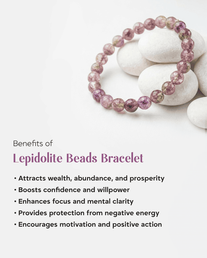 Natural Lepidolite Faceted Bracelet (6mm) | Lilac Stone for Stress Relief &amp; Sleep