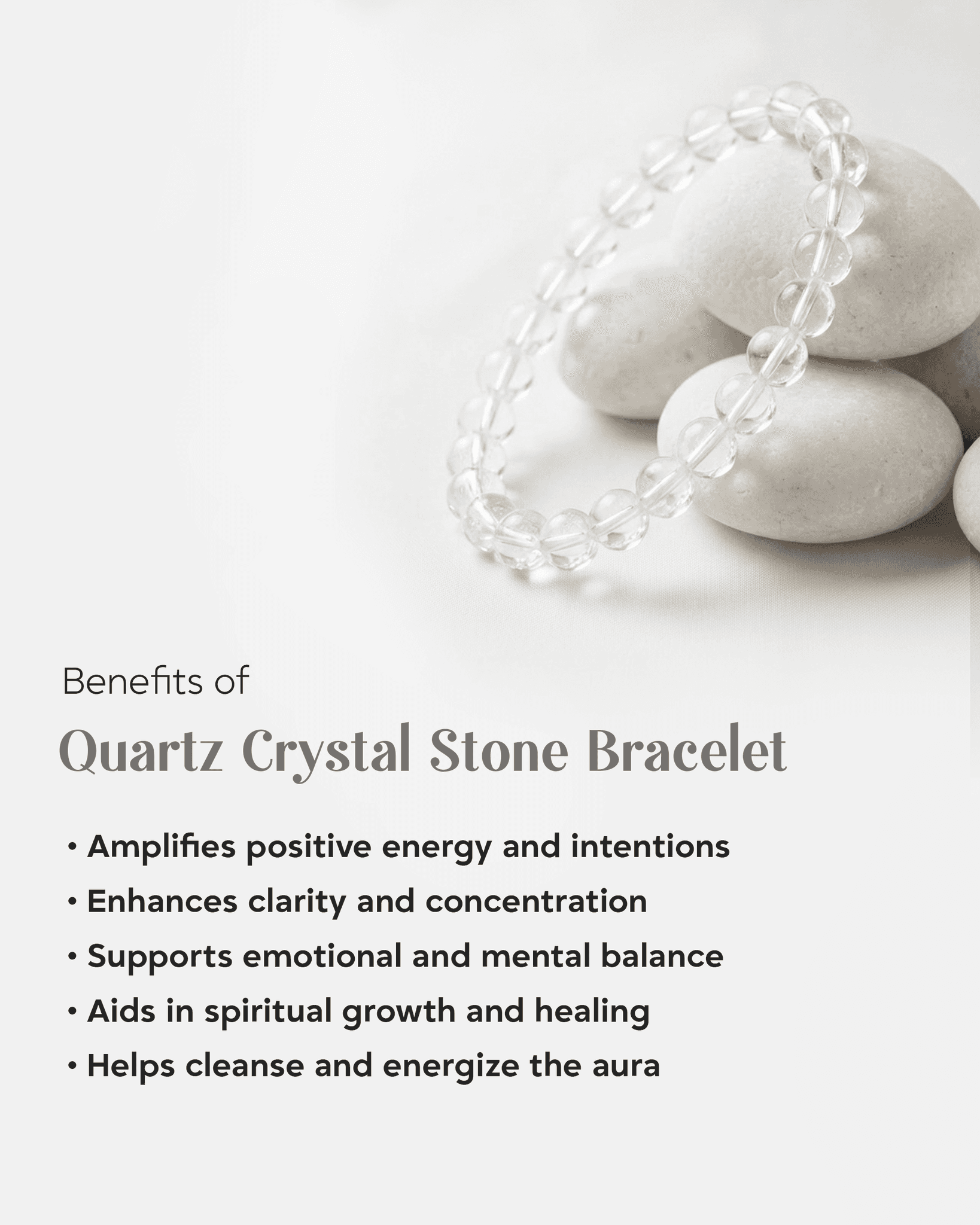 Natural Clear Quartz (Sphatik) Bracelet | The Master Healer Crystal for Clarity