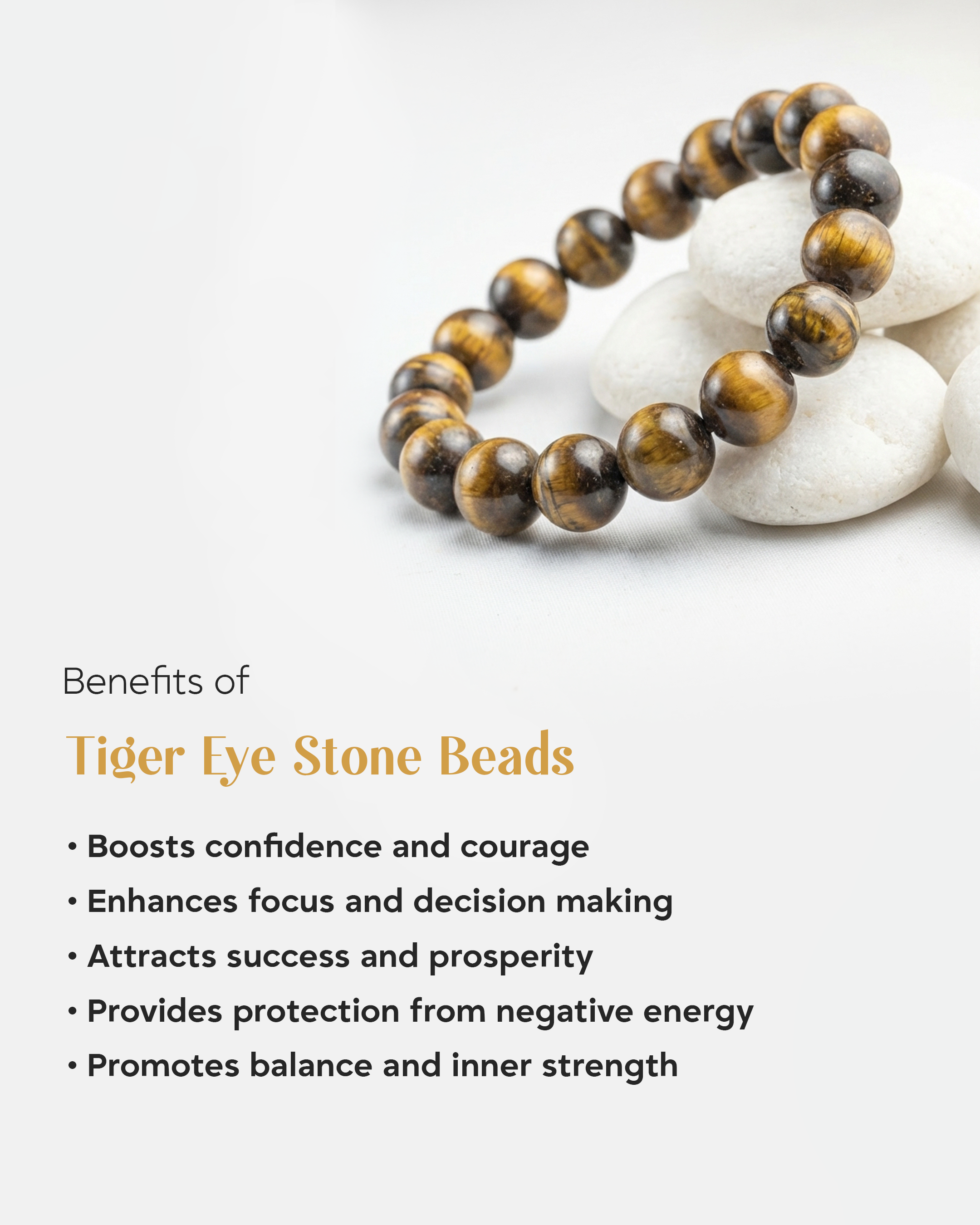 Natural Tiger Eye Stone Bracelet | Golden Chatoyant Healing Crystal for Confidence