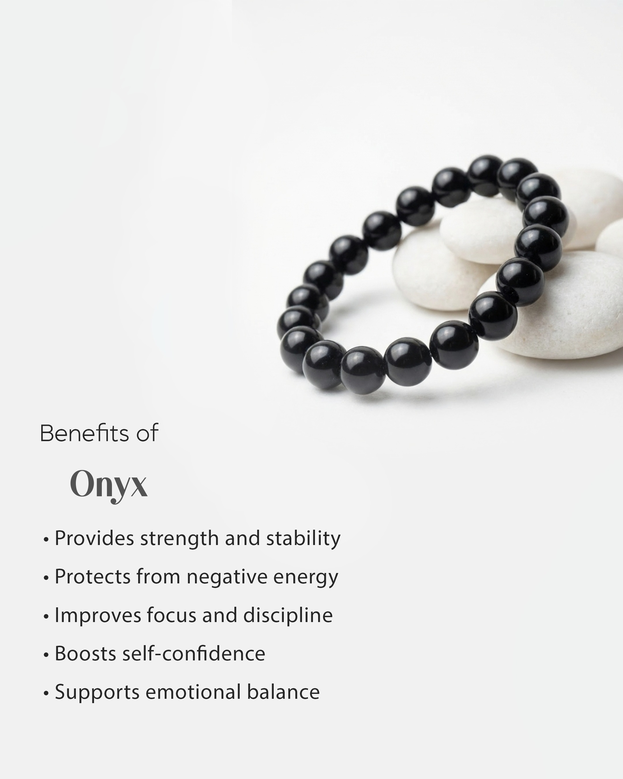 Natural Black Onyx Stone Bracelet (8mm) | Protection & Strength Healing Crystal