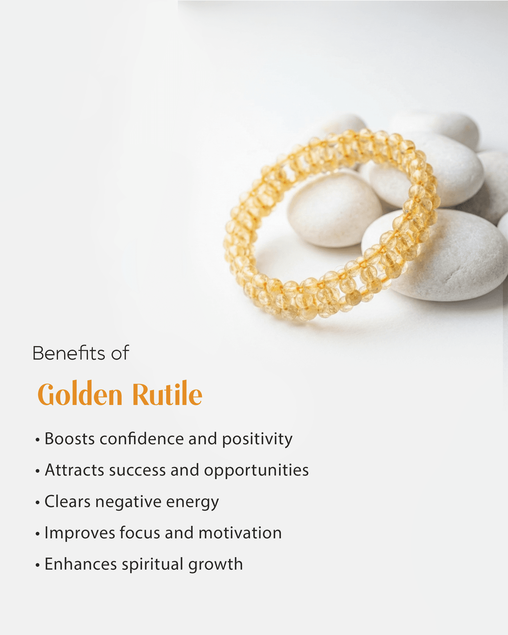 Natural Golden Rutilated Quartz Bracelet | Wealth & Energy Healing Crystal