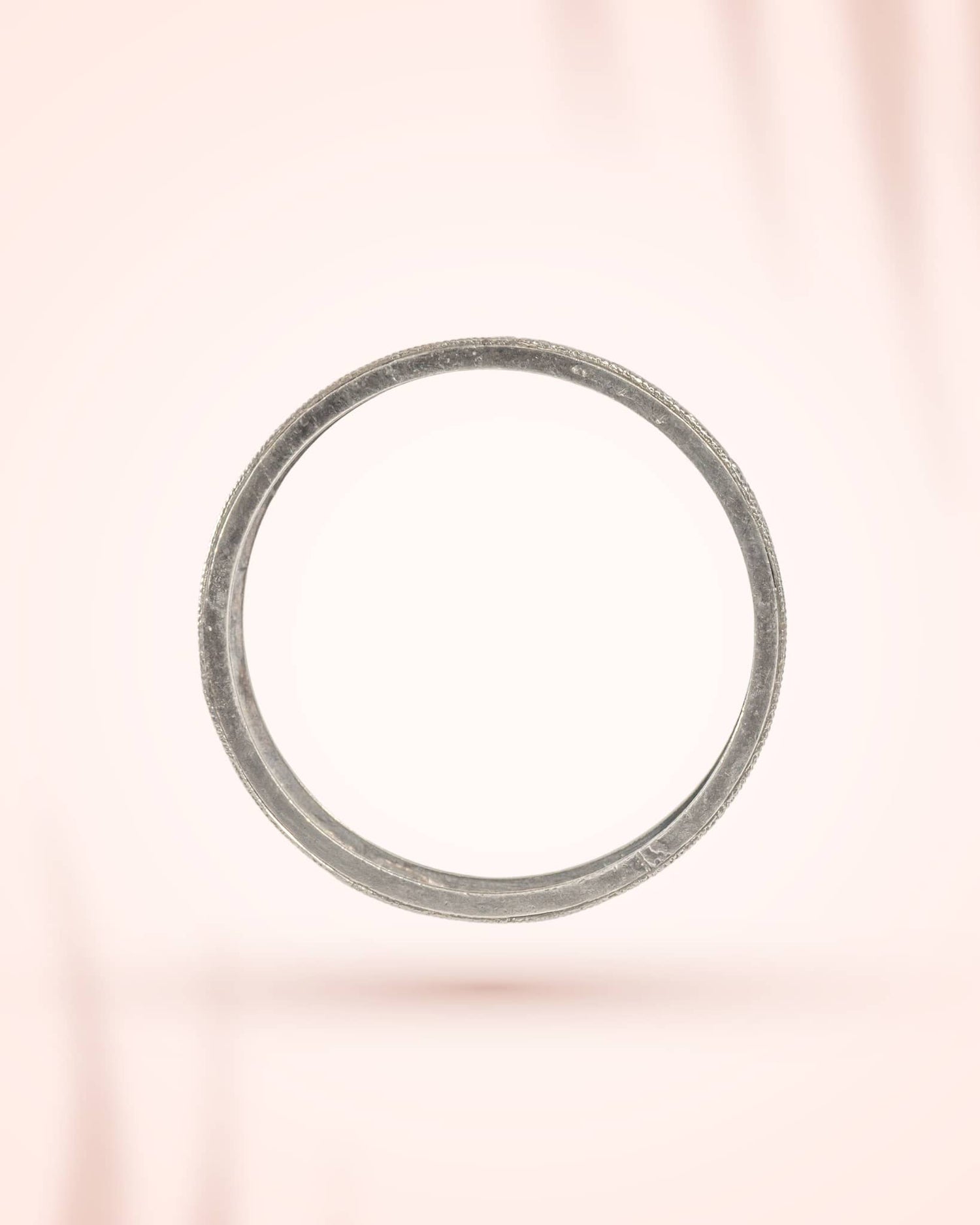 92.5 Sterling Silver Leaf Pattern Antique Bangle | Nature Motif Oxidized Kada