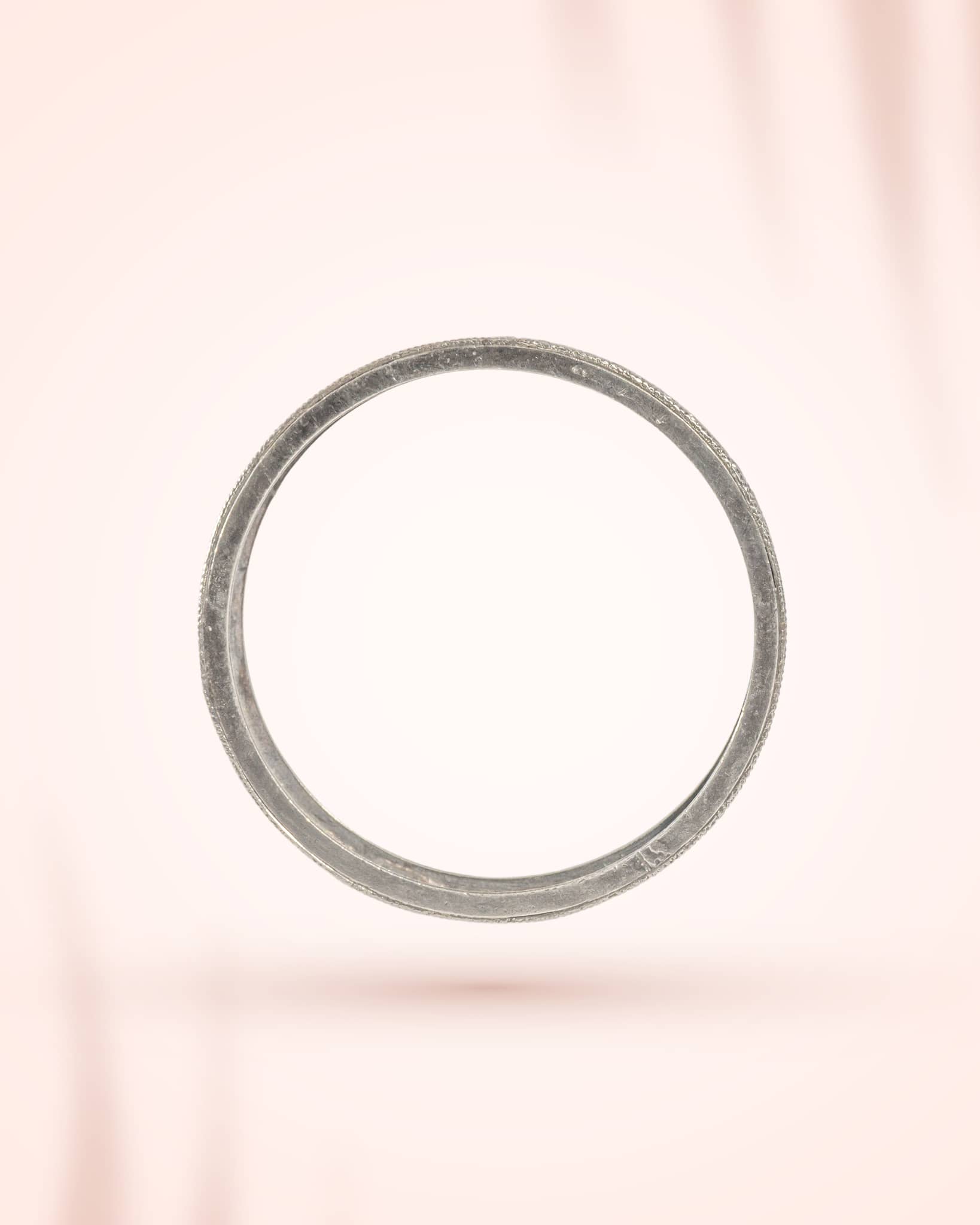 92.5 Sterling Silver Leaf Pattern Antique Bangle | Nature Motif Oxidized Kada