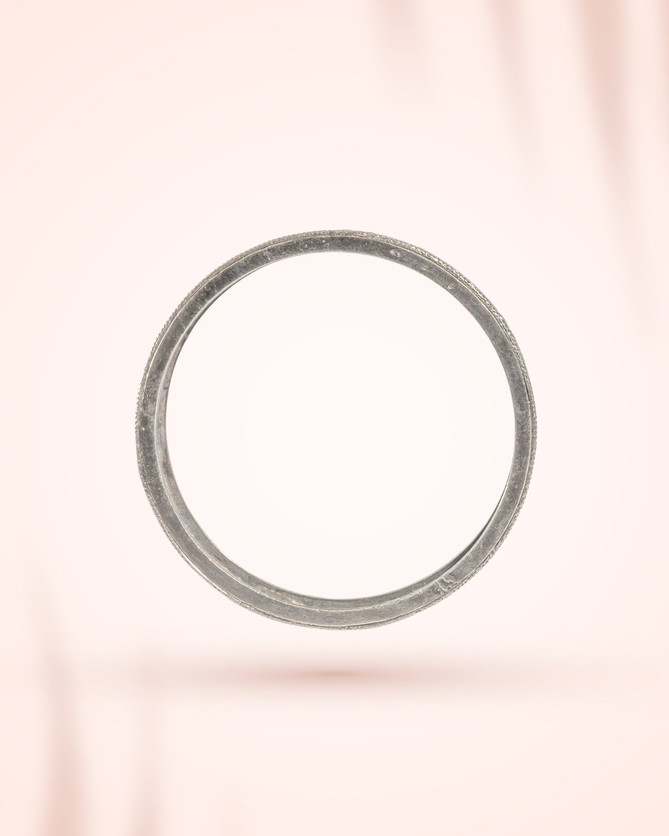 92.5 Sterling Silver Leaf Pattern Antique Bangle | Nature Motif Oxidized Kada