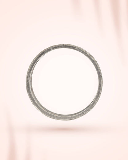 92.5 Sterling Silver Leaf Pattern Antique Bangle | Nature Motif Oxidized Kada
